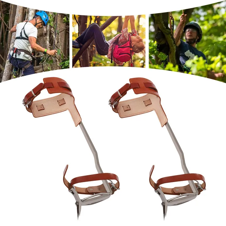 متسلق شجرة معالجة التبريد المتين أشرطة جلد البقر القابلة للتعديل بدواسات سميكة ضمادة إطباقية بصف مزدوج #5