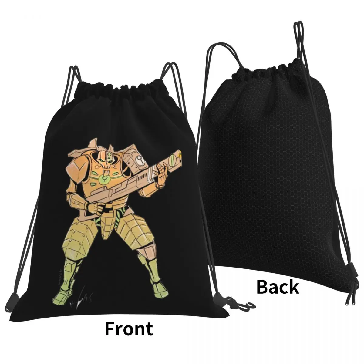 Necron With Tau Armor Backpacks Multi-function Drawstring Bundle Pocket Sundries Bag Book Bags for Travel School