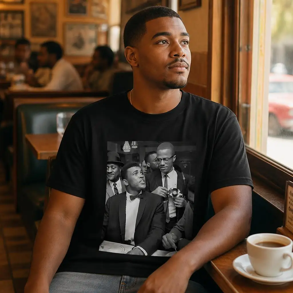 MALCOLM-X MUHAMMAD-ALIs Funny T Shirts Casual Tees Short Sleeve Round Collar T-Shirt Pure Cotton Tops