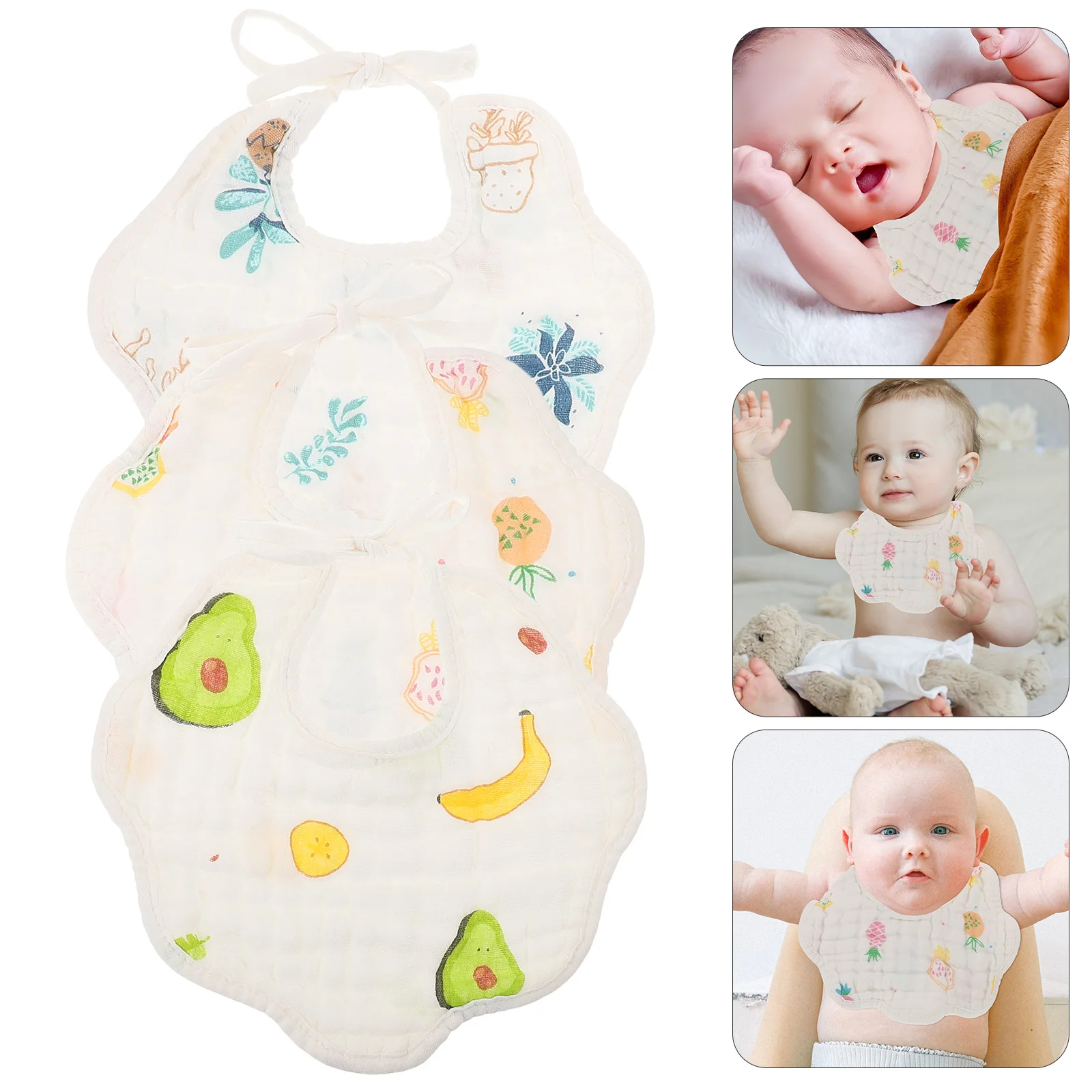 

3 Pcs Bib Newborn Drooling Feeding Bibs for Infant Baby Saliva Toddler White Girl