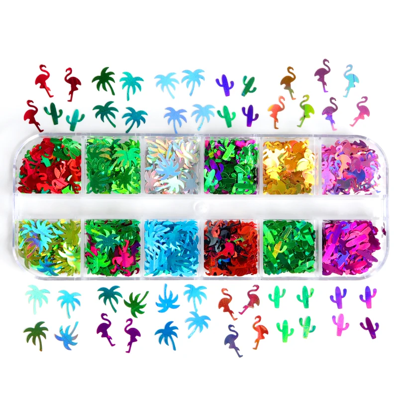 UV Epoxy Resin Filling Flamingo Coconut Tree Sequins Filler For Silicone Mold Glitter Crafts DIY Summer Beach Pendant Keychain