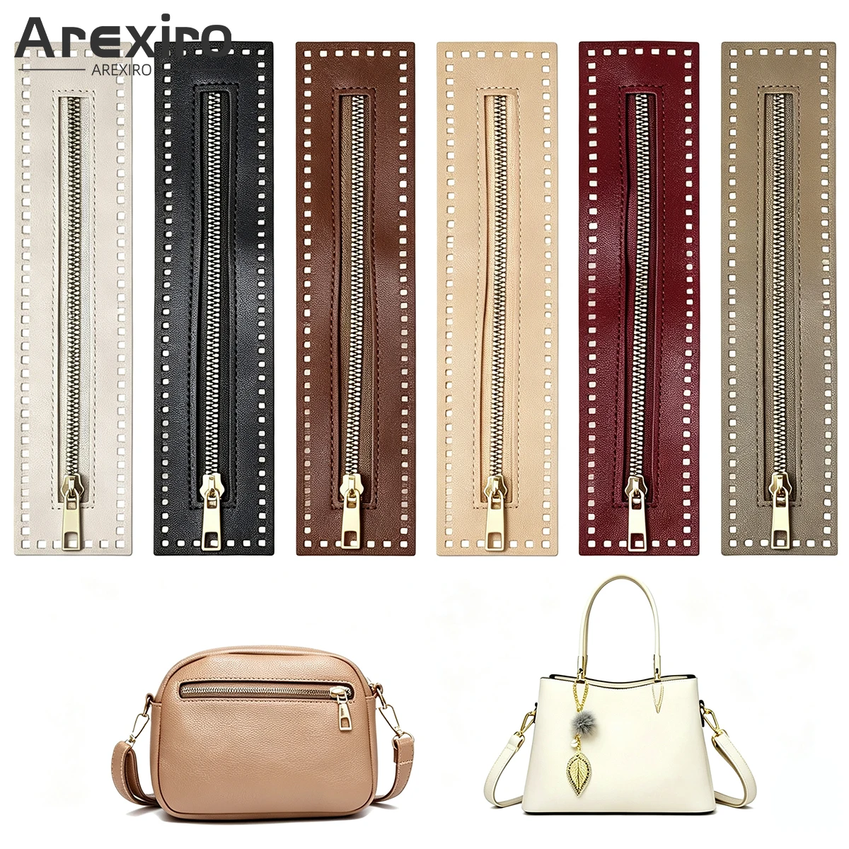 27cm PU Zipper Strip With Pre Punched Holes DIY Handbag Zipper Panel Replacement for Crochet Knitted Bag Purse Making Accessorie