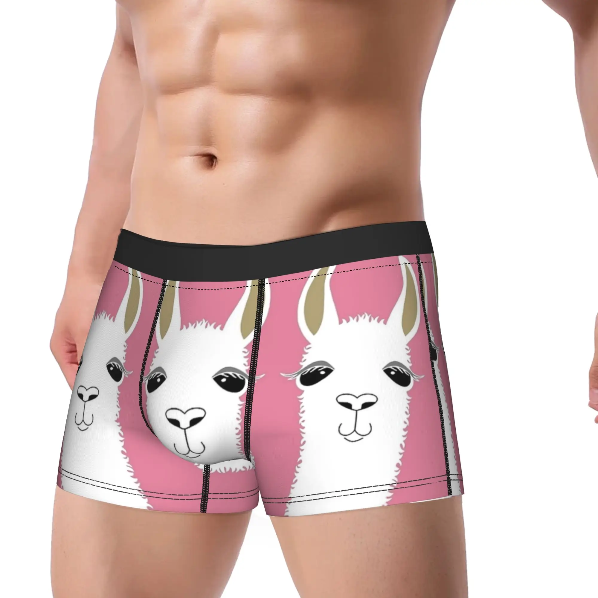 LLAMA PORTRAIT Underwear  Elastic Underpants Print Boxer Brief For Male Pouch Large Size Trunk