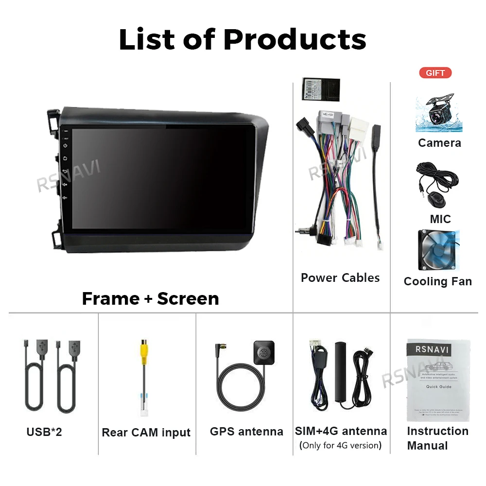 Android 16 Carplay Car Radio For Honda Civic 2012 - 2015 Multimedia Video Player Navigation GPS Stereo Head Unit 360 Camera DVD view 2