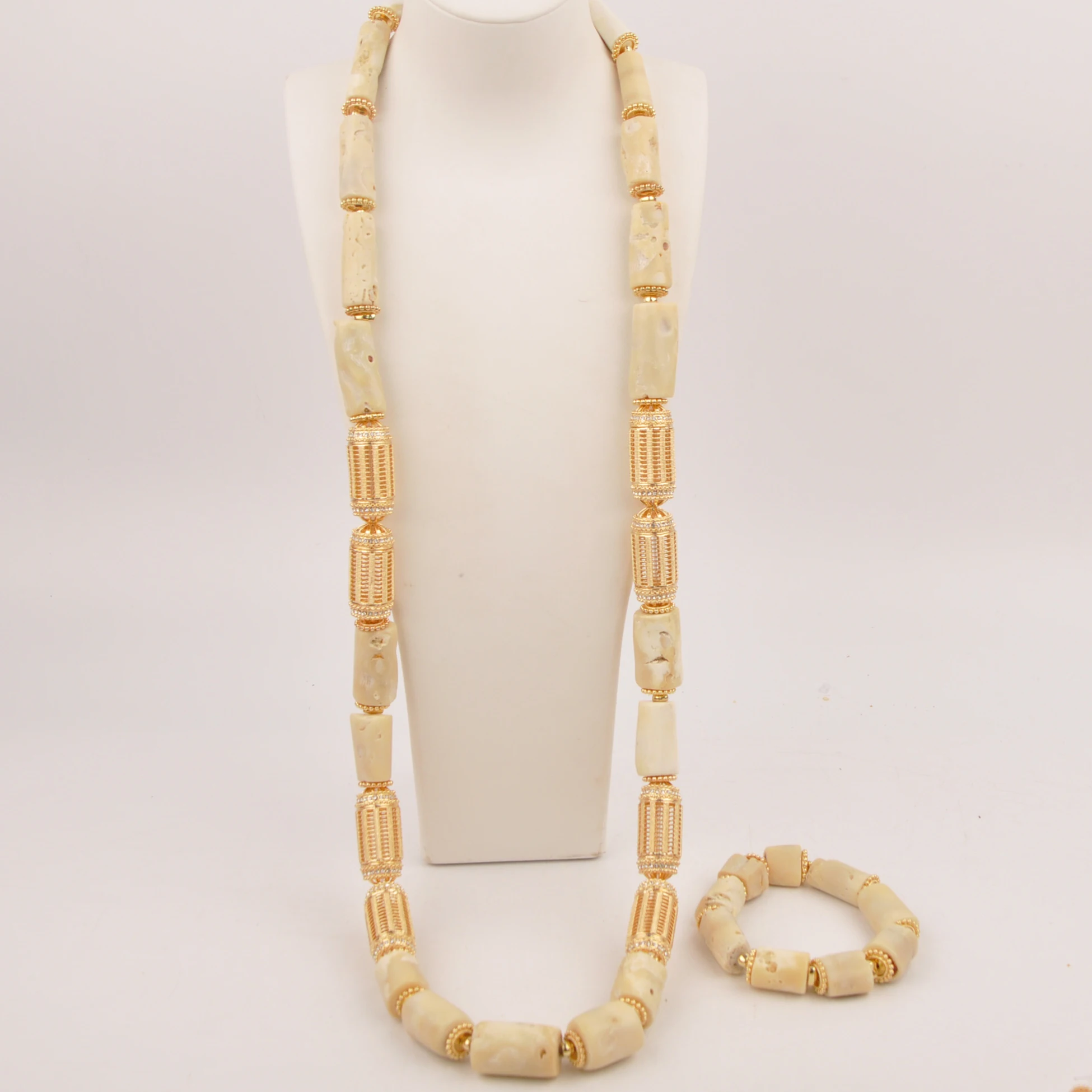 

White Coral Jewelry Set for Men