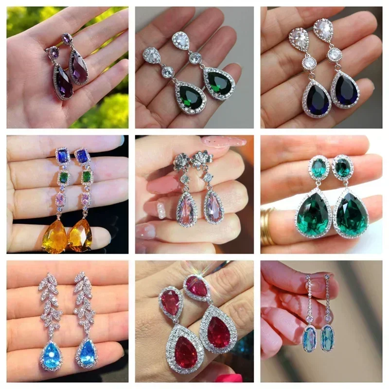 Premium Ins Style Mosang Stone Earrings Good Luck Fashion Jewelry Light Luxury Personalized Accessory for Party Attending