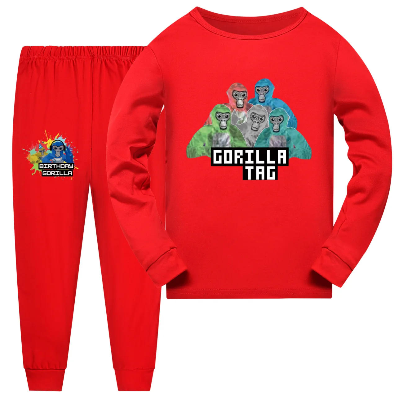 New Game Gorilla Tag T Shirt Kids Monkey VR Gamer Clothes Set Toddler Boys Long Sleeve Tops Pants Suit Baby Girls Pajama Sets