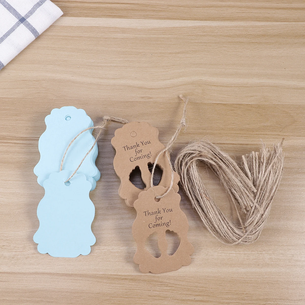 

50pcs Kraft Paper Tags Baby Shower Thank You Tags With Hole For Party Favors Gift Decoration Diy Crafts Blue