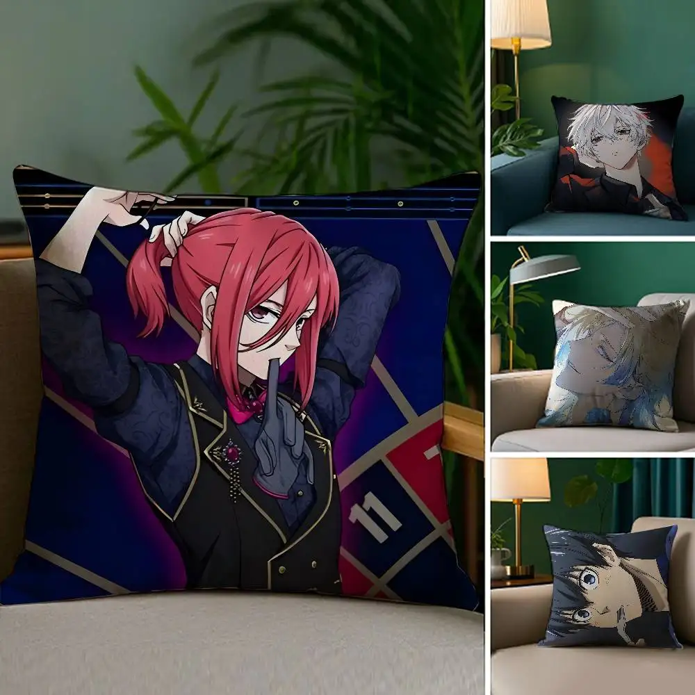 B-bLUE Anime LOCK Pillow Case Sofa and Living Room Decorative Cushion Covers Dust-proof and Mite-proof Invisible Zipper
