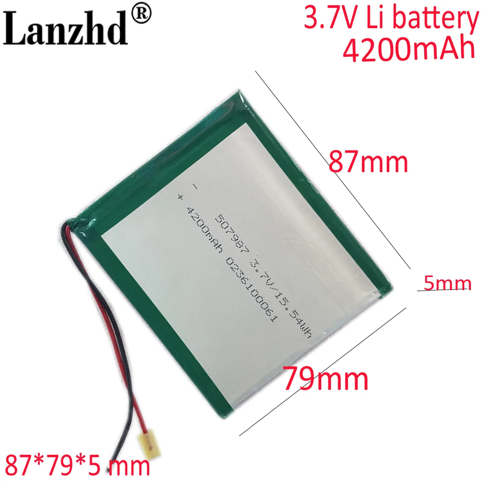 3.7V lithium battery For Charger tablet DIY 4200mAh Li Ion Battery Lipo Cells 507987 508090 558090  90*80*5mm