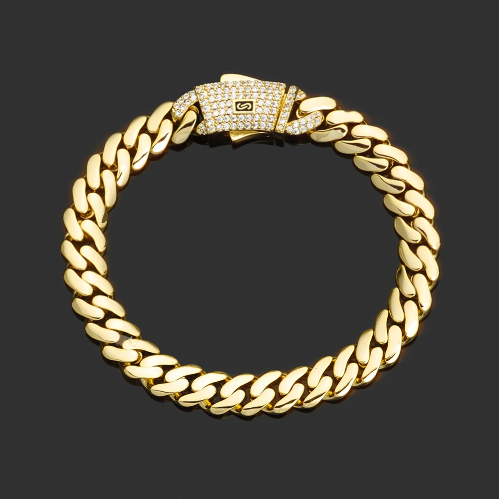 NONE 6/8/10/12/15/20mm Monaco Kubanische Kette Halskette Hip Hop 14k Vergoldung Kubanische Kette Armband Hip Hop Schmuck 4