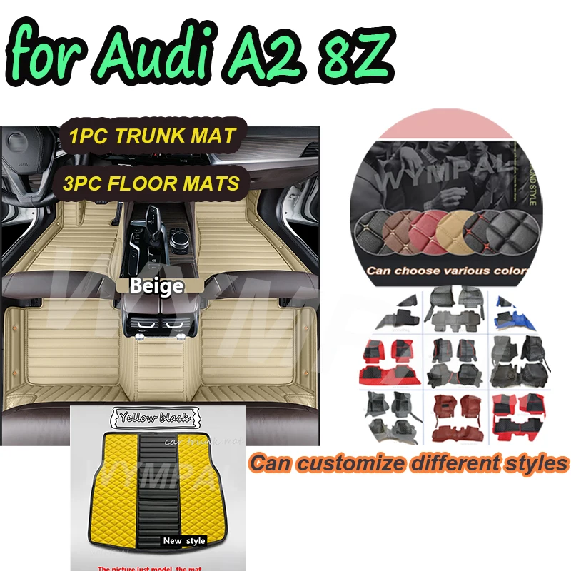 

LUXURY Car Floor Mat For Audi A2 8Z 2000~2005 5seat Water Poof Car Matts Floor Carpet Leather Mat