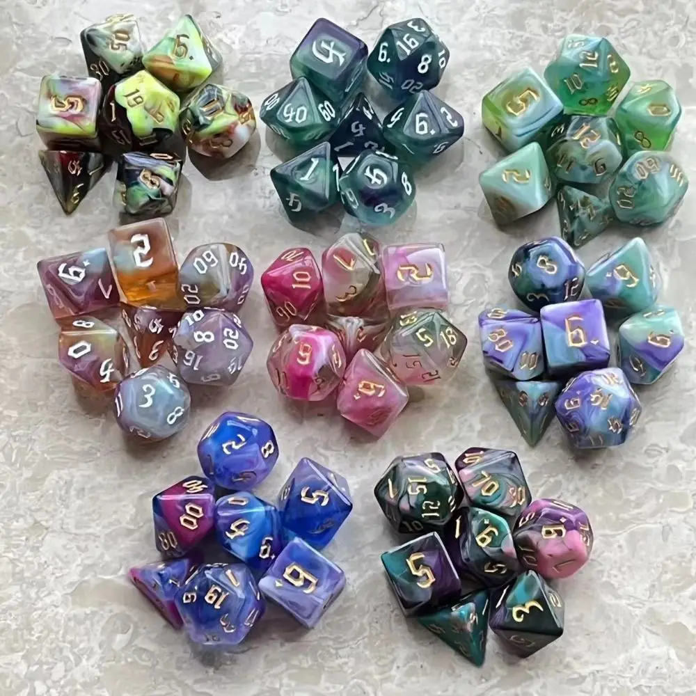 7PCS/Set Polyhedral 7-Dice Two-Tone Swirl-DND Dice Set for RPG/MTG D4 D6 D8 D10 D% D12 D20 Dice Games Family Party Board Games