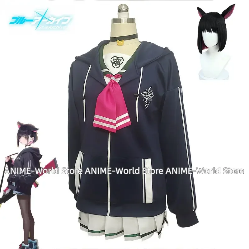 Kazusa Cosplay Costume Game Blue Archive Cosplay Dress JK Suit Hooded Coat Shirt Skirts Halloween Party Uniforms Custom Made