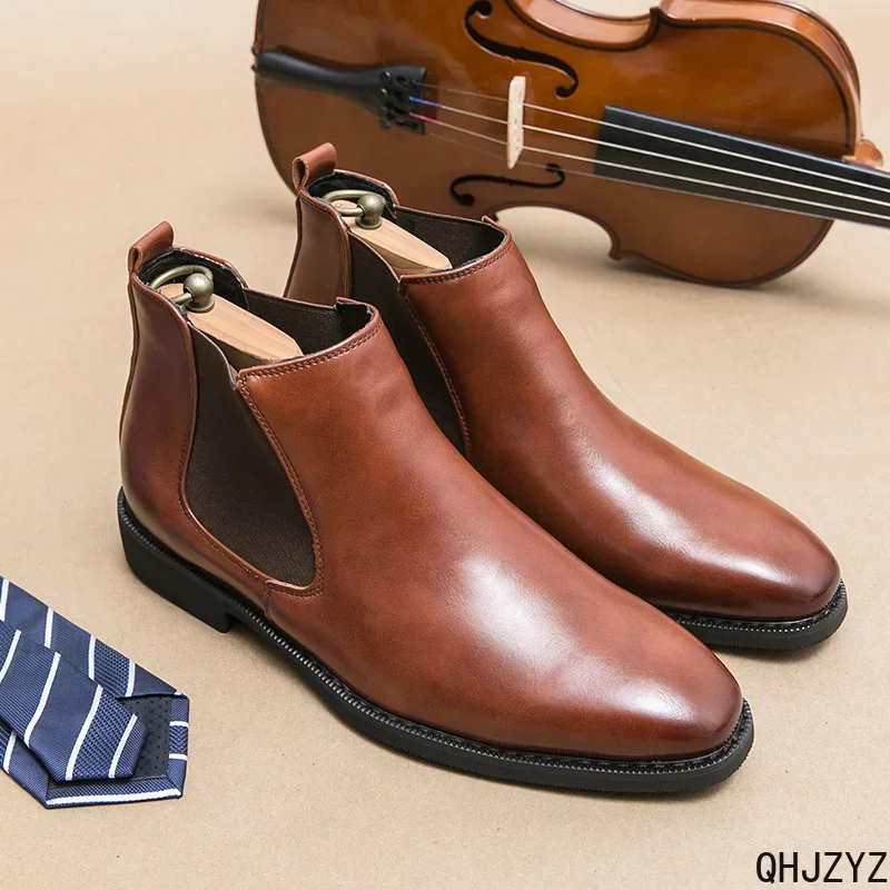 Men Ankle Boots Brand Retro Slip On Leather Boots40-46