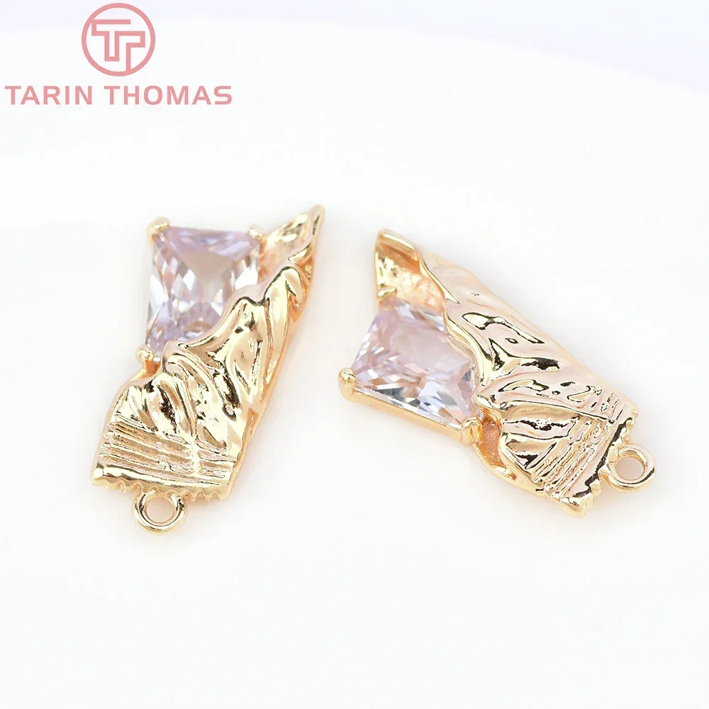 (5999) 4PCS 10x19 มม.24K Gold สีทองเหลือง Zircon Candy Charms จี้คุณภาพสูง DIY ผลการค้นหาเครื่องประดับอุปกรณ์เสริม