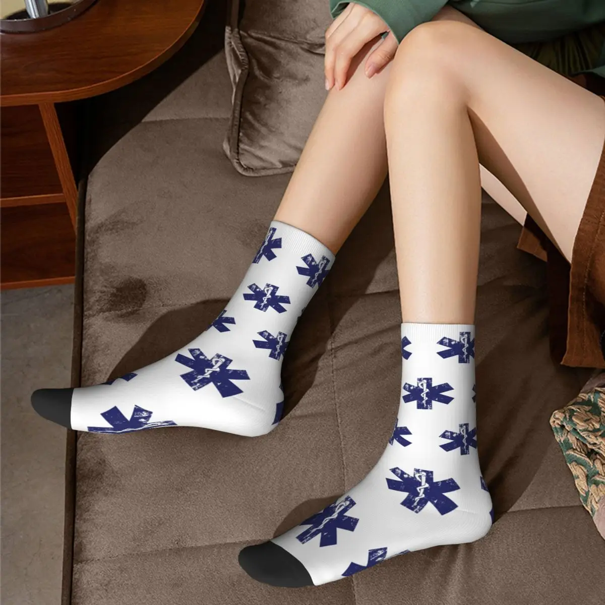 Autumn Winter Casual Women Men Star Of Life EMT Socks Paramedic Medic Ambulance Sweat Absorbing Football Socks