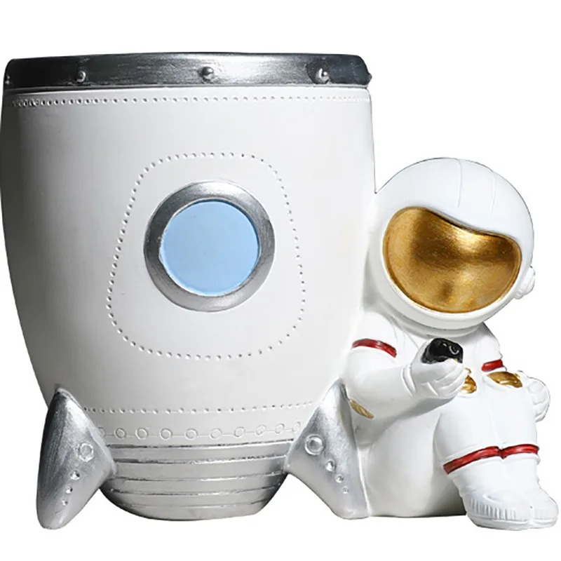 Portalápices de astronauta creativo para niños, caja de almacenamiento de escritorio para oficina, artesanías de resina, astronauta