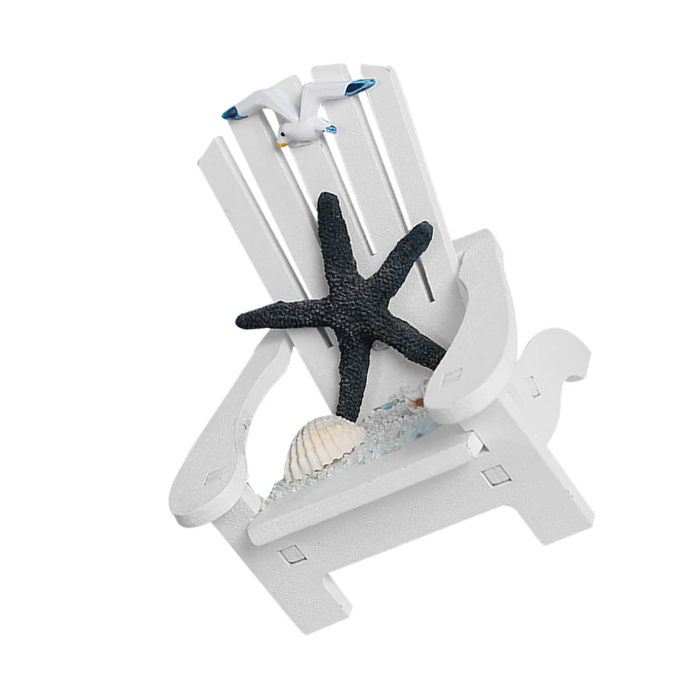 

Mini Beach Chair Decoration White Sand Mediterranean Style Miniature House Ornament Ocean Scene Model Props