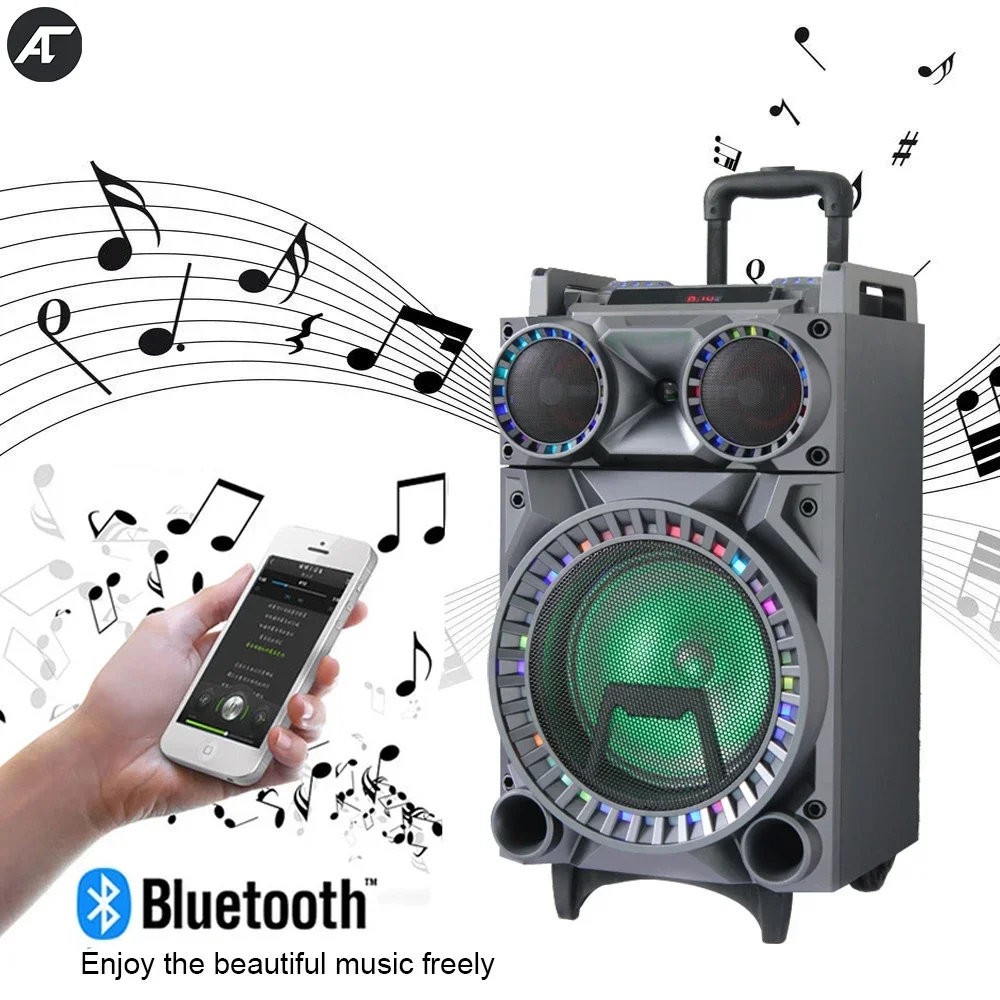 

High Power 50W Portable Bluetooth Speakers Powerful Sound box Wireless Outdoor Square Dancing Subwoofer Bass Support FM radio