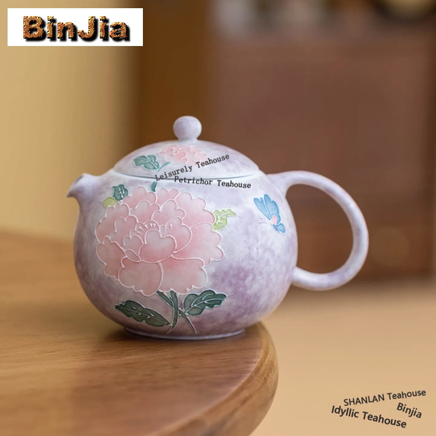 

200ml Hand-painted Purple Peony Xi Shi Teapot Boutique Tea Infuser Pot Tea Soaking Kettle With Ball Hole Drinkware Ornaments