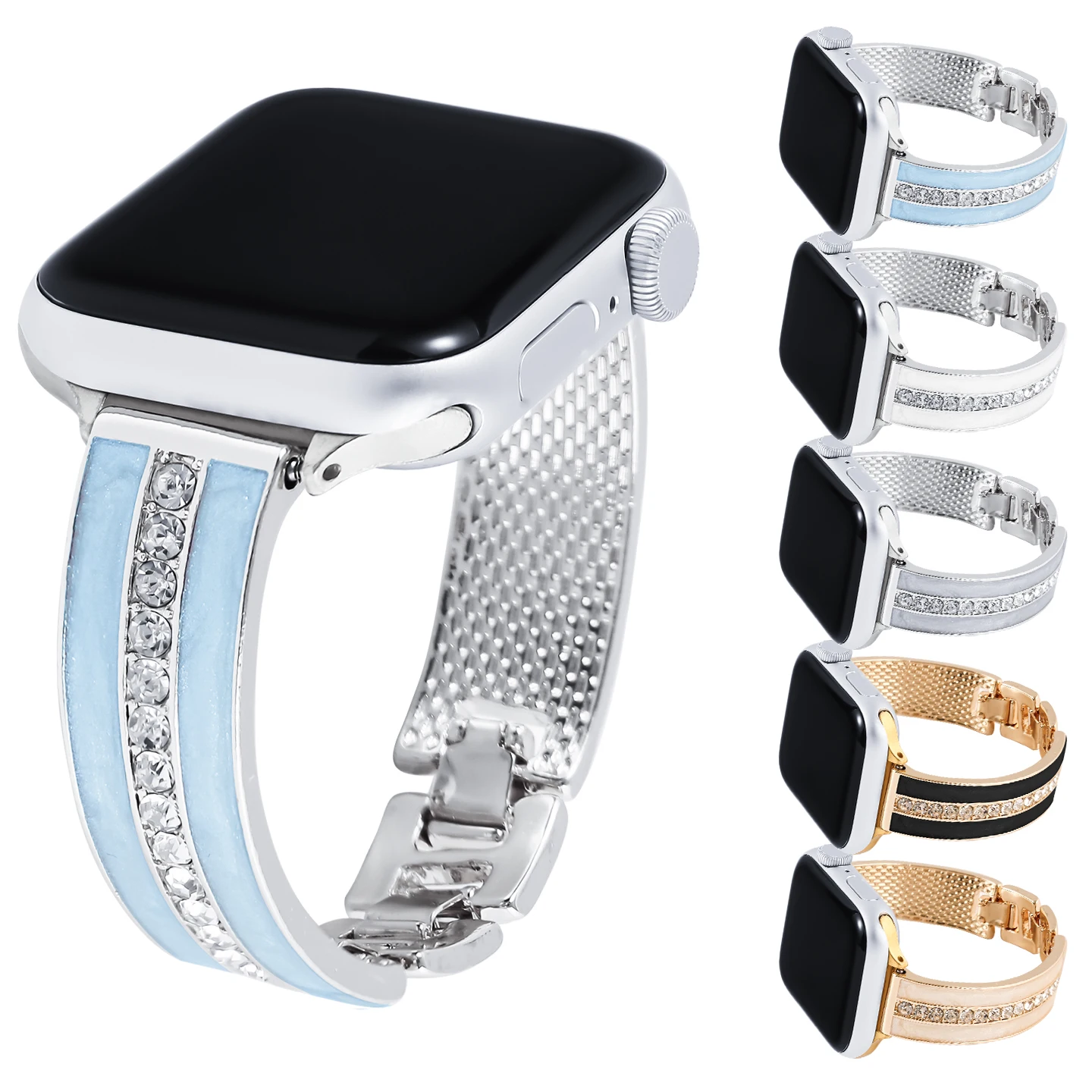 وصلة سوار معدني ممتاز لسلسلة ساعات أبل 8/7/6/10/9 40 مللي متر 41 مللي متر 38 مللي متر 42 مللي متر 44 مللي متر 45 مللي متر 46 مللي متر حزام