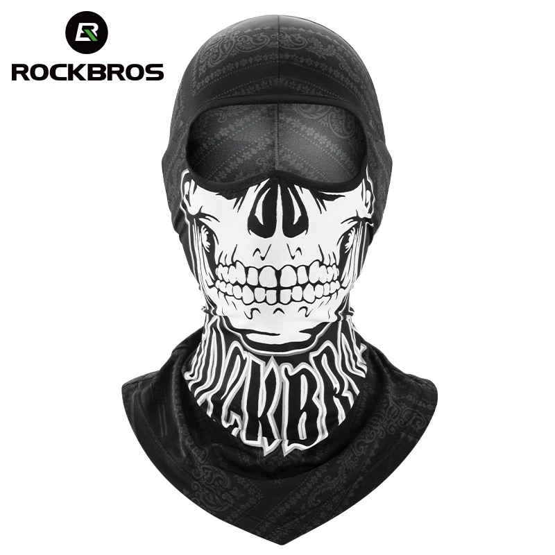 ROCKBROS UPF50+ Full Face Mask Balaclava Sunscreen Ice Silk Hood Mask Cool Printing Men Women Protect Breathable Windproof Scarf