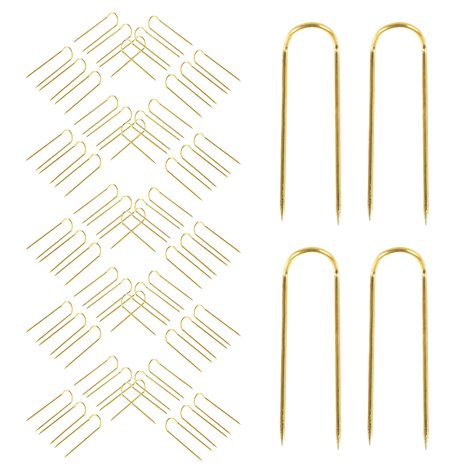 

100 pcs Golden Metal U-shaped Patchwork Needles for Sewing 23MM Double Pin Fixation Curved Needle Head Long Lasting Use