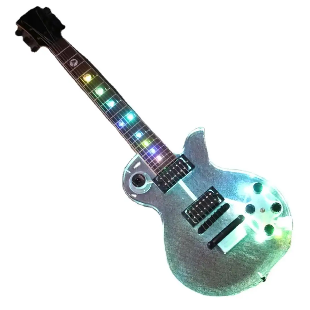 Professional 7-String Electric Bass Guitar Acrylic Body Changing LED Lights Solid Top Rosewood/Maple Cheap Ukulele Ebony Matt