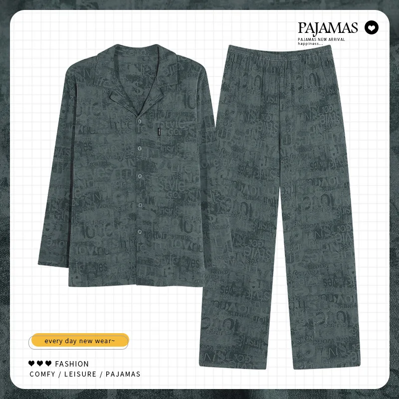 Cárdigan de algodón para hombre, ropa de casa larga a la moda, Color verde, de talla grande pijama de L-4XL, novedad de 2024