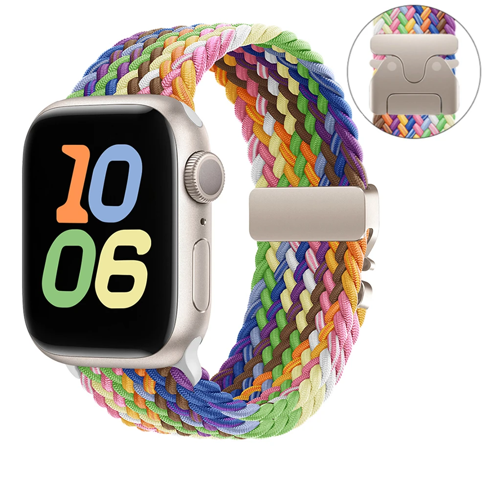 アップルウォッチ用編組ソロブレスレット,バンド,ストラップ,40mm, 44mm, 46mm, 42mm, 49mm, 45mm, 41mm,iwatchシリーズ10 9、8、7、6、3、ウルトラ2