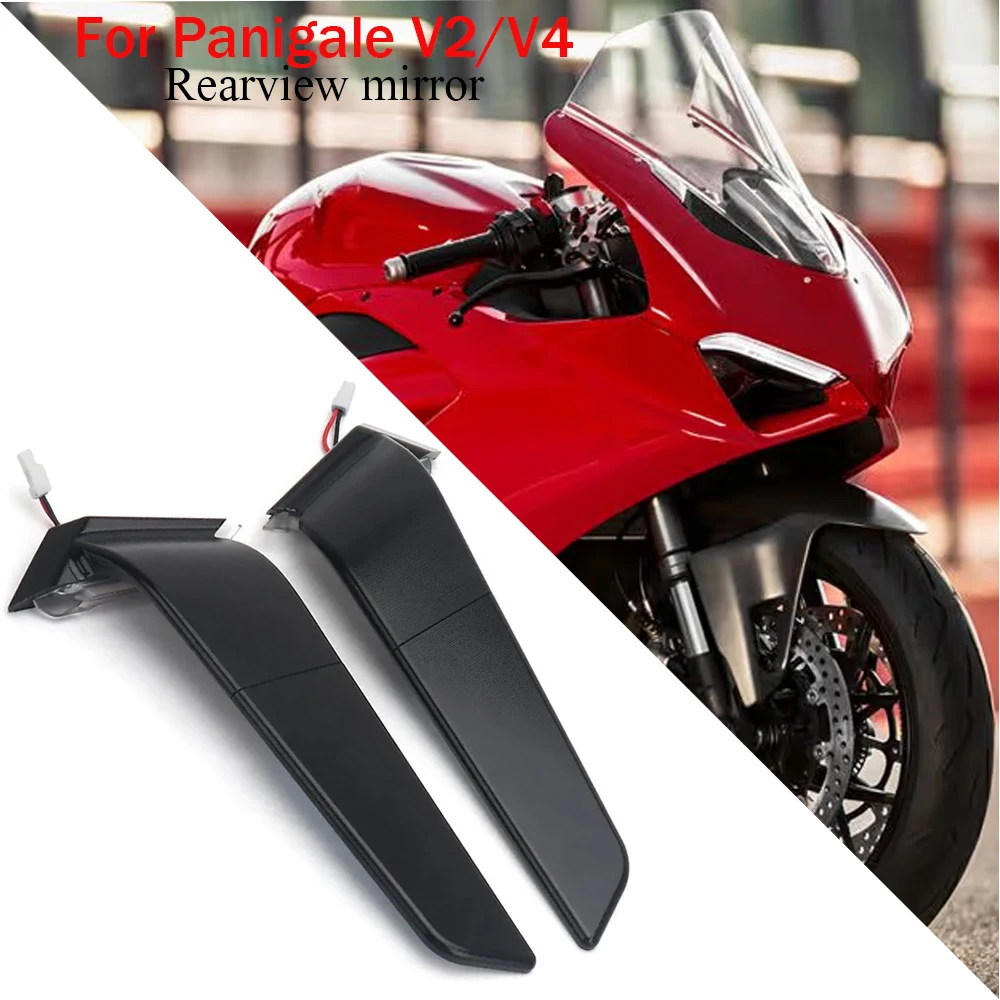 New Motorcycle For Ducati Panigale V2 2020-2023 PANIGALE V4 2019-2022 Rearview Mirrors with LED Rotating Adjustable Wing Mirrors