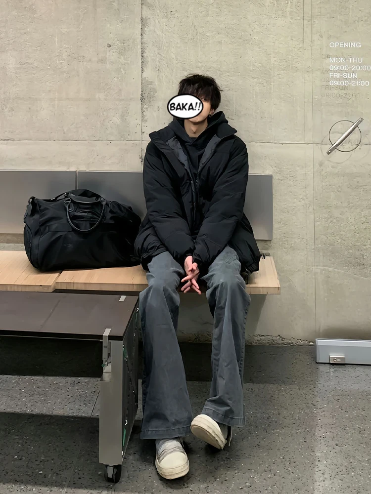 

Мужская зимняя куртка-пуховик Bla Jiaxing в корейском стиле, с воротником-стойкой, утепленная, из хлопка