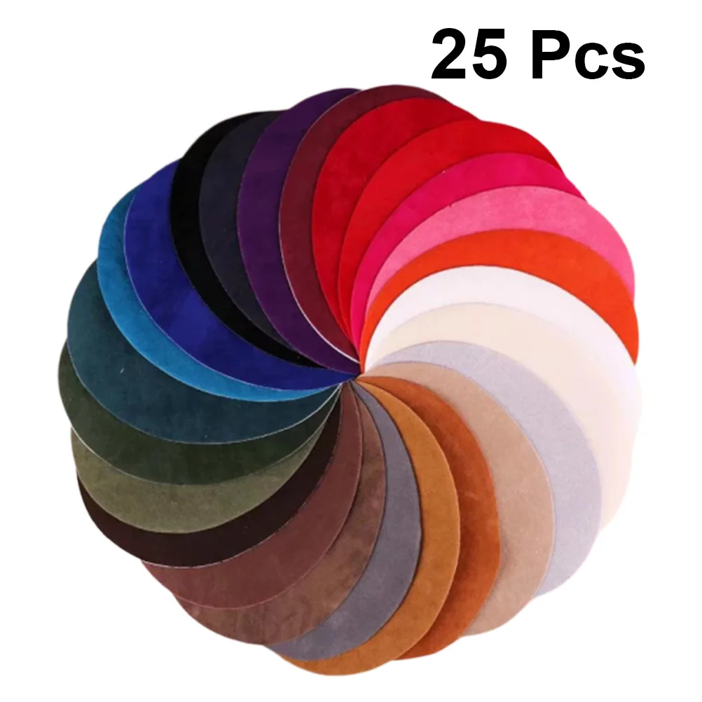 

25 pcs Suede Fabric Patches Kit Multi-Color Iron-On Clothes Repair Patches For Jeans Sweater Jacket Diy Decoration Backing