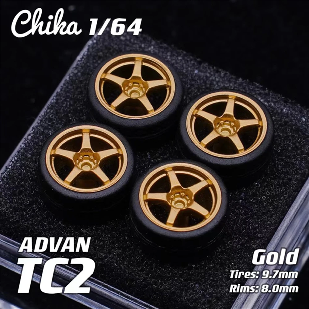 1/64 Nabes Chika Model Car Wheels with Rubber Tires Luxurious Modified Parts JDM VIP for Hotwheels Tomica MiniGT D:10.5mm/9.7mm