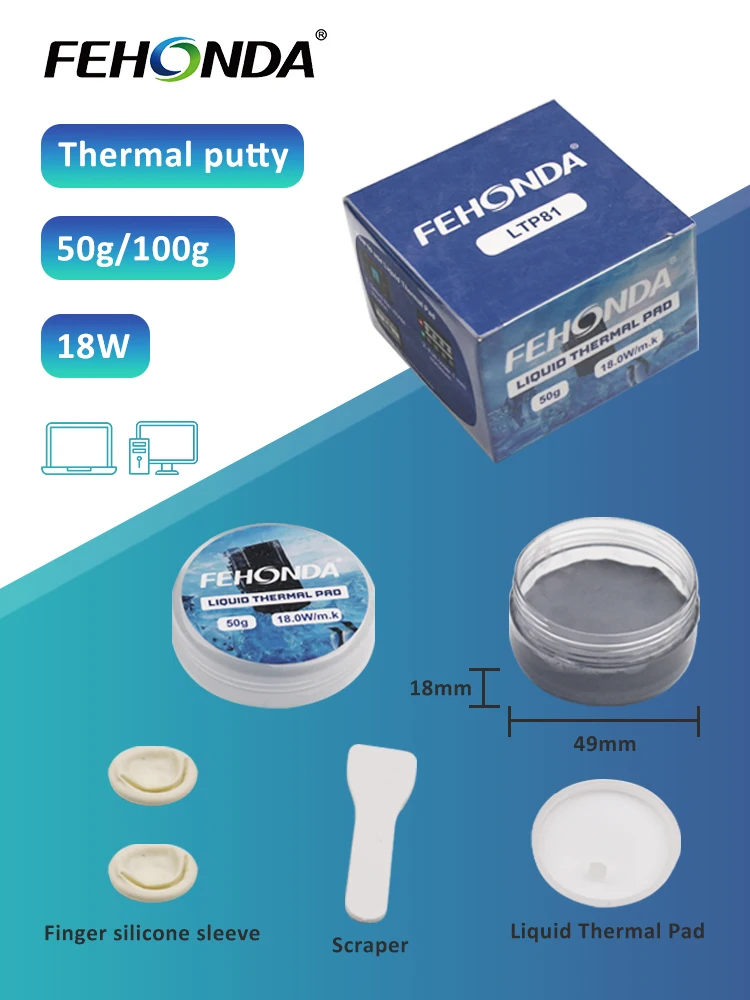 LTP81 FEHONDA Płynna podkładka termiczna 12g 50g 100g Szpachlówka termiczna Reaplce Podkładka termiczna — zdjęcie 2