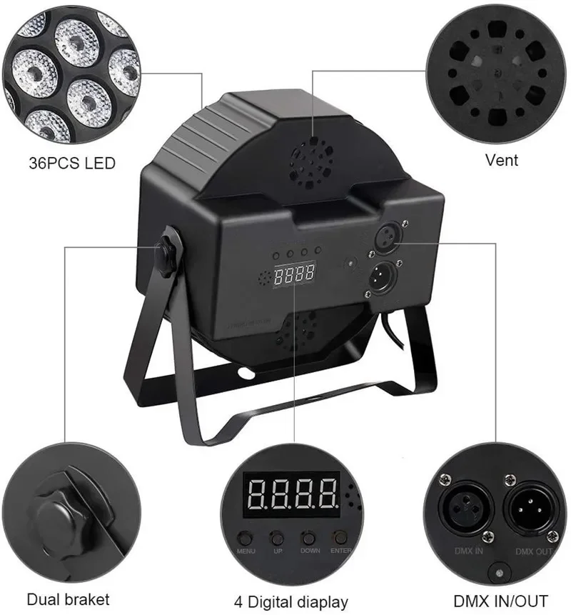 36W RGB 3IN1 LED Flat Par Light Sound Activated DMX512 LED Wash light DJ Disco Bar Party LED lights Stage Light event show