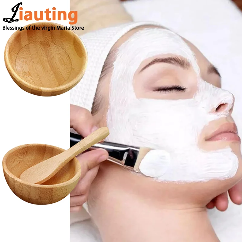 Gran oferta, 1 Juego de máscara Facial DIY para mujer, máscara Facial, tazón de bambú, palo mezclador, cuchara, Kit de espátula, herramienta cosmética de belleza para el cuidado de la piel