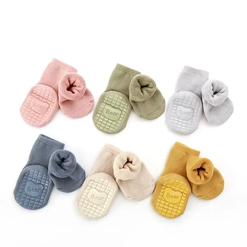 

Warm Infant Baby Sock Simplicity Solid Color Calf Sock for Toddler Boy Girl Autumn Winter Terry Thicken Non-slip Floor Sock