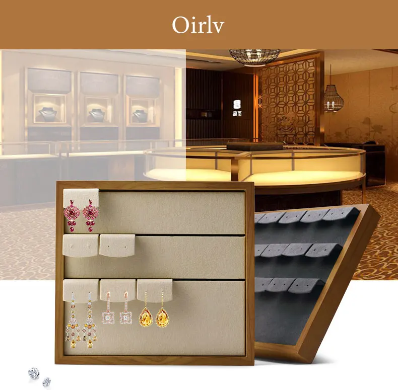 Oirlv 15-Fächer Holz-Ohrringständer Schmuck-Organizer für Ohrstecker und Hängeohrringe Theken-Präsentationsständer Haushaltsaufbewahrung – Detail 1