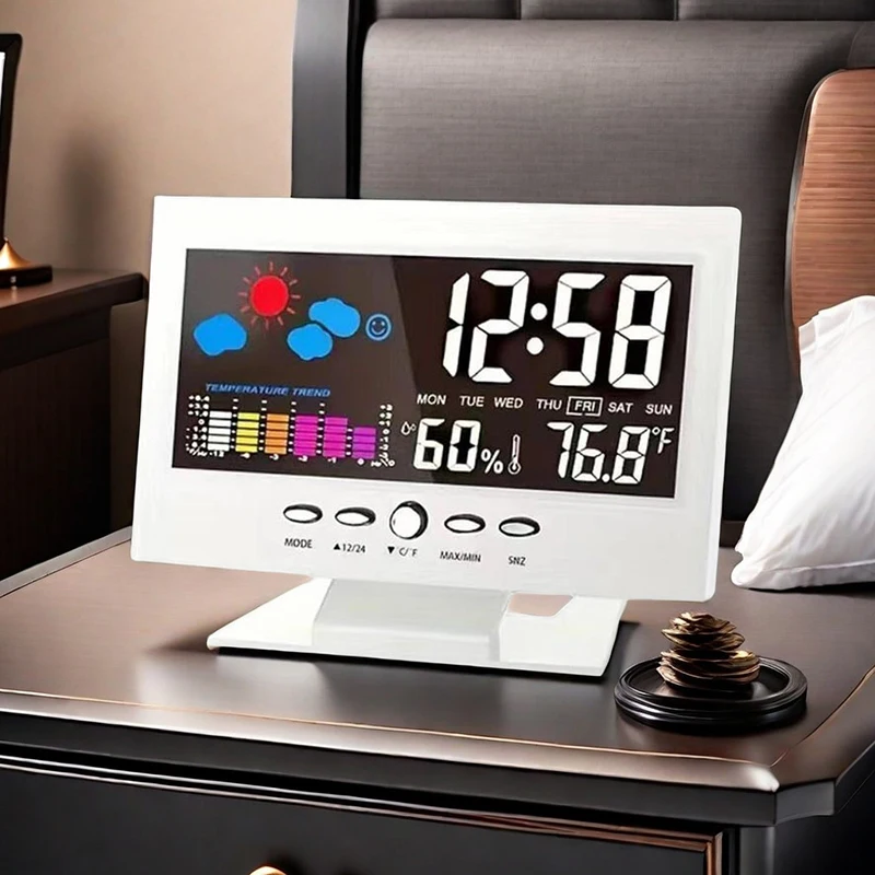 New Multifunction Digital Weather Station Thermometer Hygrometer Temperature Humidity Clock Alarm Calendar Weather Forecast