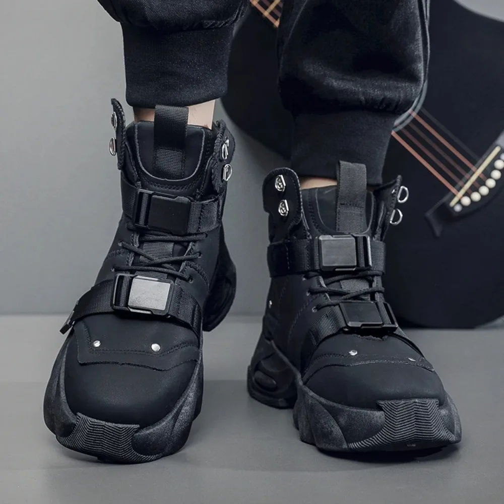 

Men's Designer Air Cushion Shoes Fashion Casual Genuine Leather Cowhide Height Increased Platform Shoes High Top Chunky Sneaker