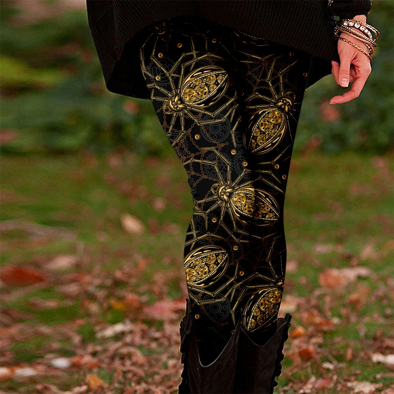 Bunte Yogahose mit 3D-Druck für Damen, Halloween-Element, lässig, bequem, Leggings, modisch, Laufen, Tanzen, Sport, elastische Hose