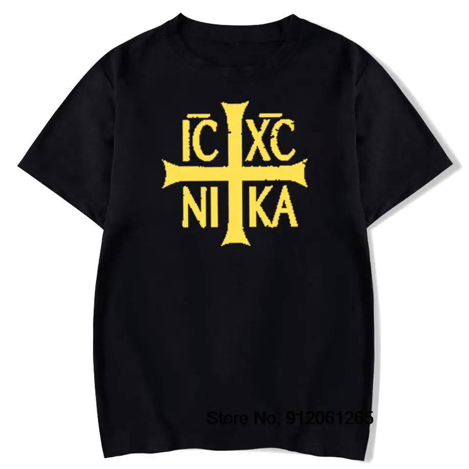 IC XC NIKA Christogram grafik adam Tshirt hıristiyan ortodoks inanç Tops yaz pamuk Harajuku tişört moda rahat gevşek Tee