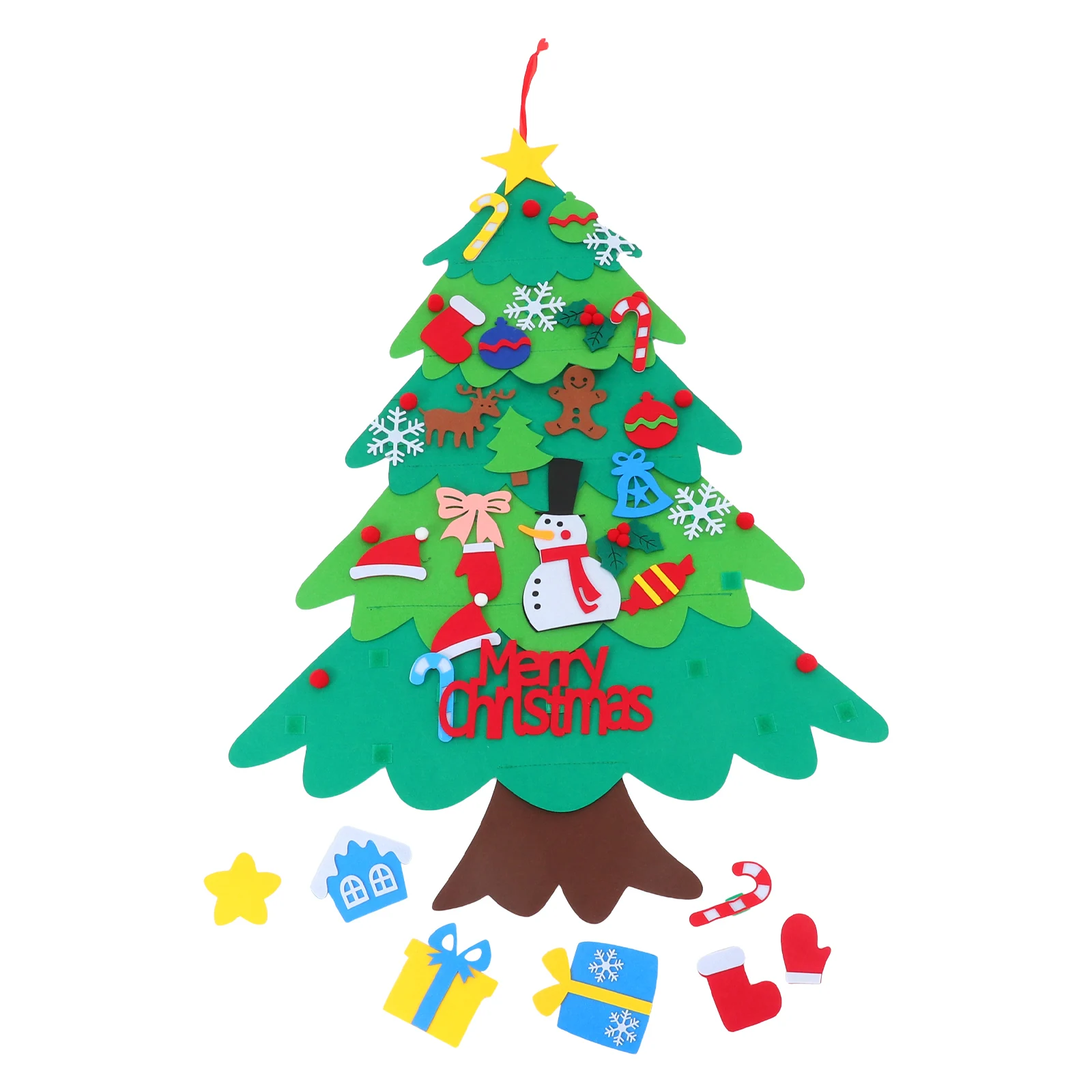 

1 Set Felt Christmas Kit 32 Detachable Ornaments Wall Hanging Holiday Decoration Mini Tree Decor For Family Bonding Vibrant