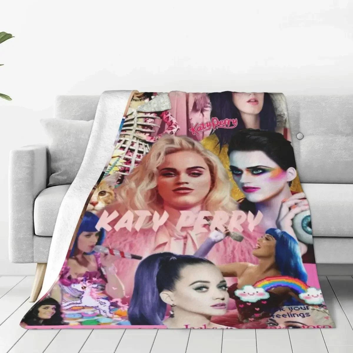 

Katy Perry Pretty Flannel Blankets Quality Super Warm Muisc Tour Poster Throw Blanket Winter Travel Office Chair Cute Bedspread