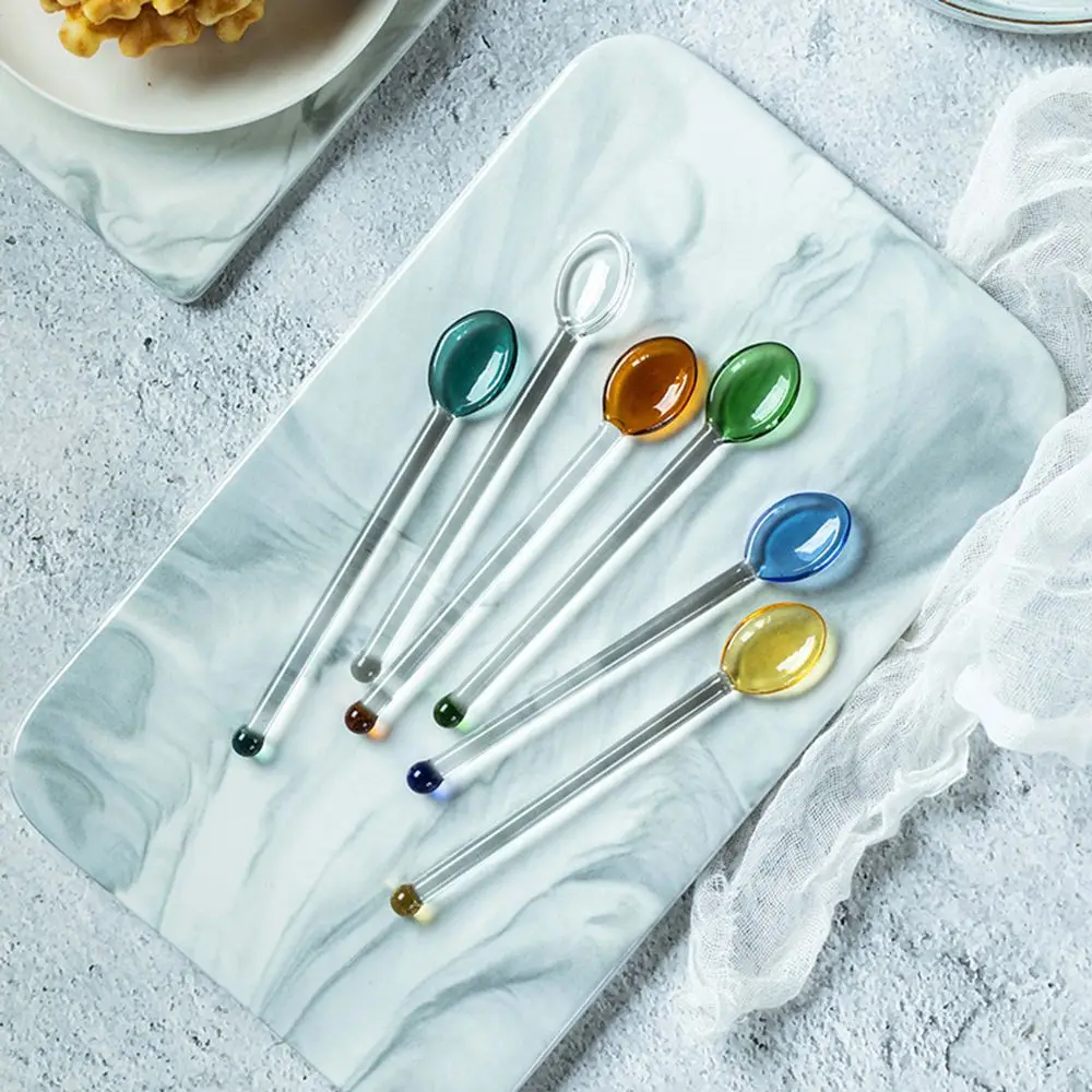 Espresso Heat-Resistant Transparent Glass Stirrer Scoop Teaspoon Coffee Scoop 3