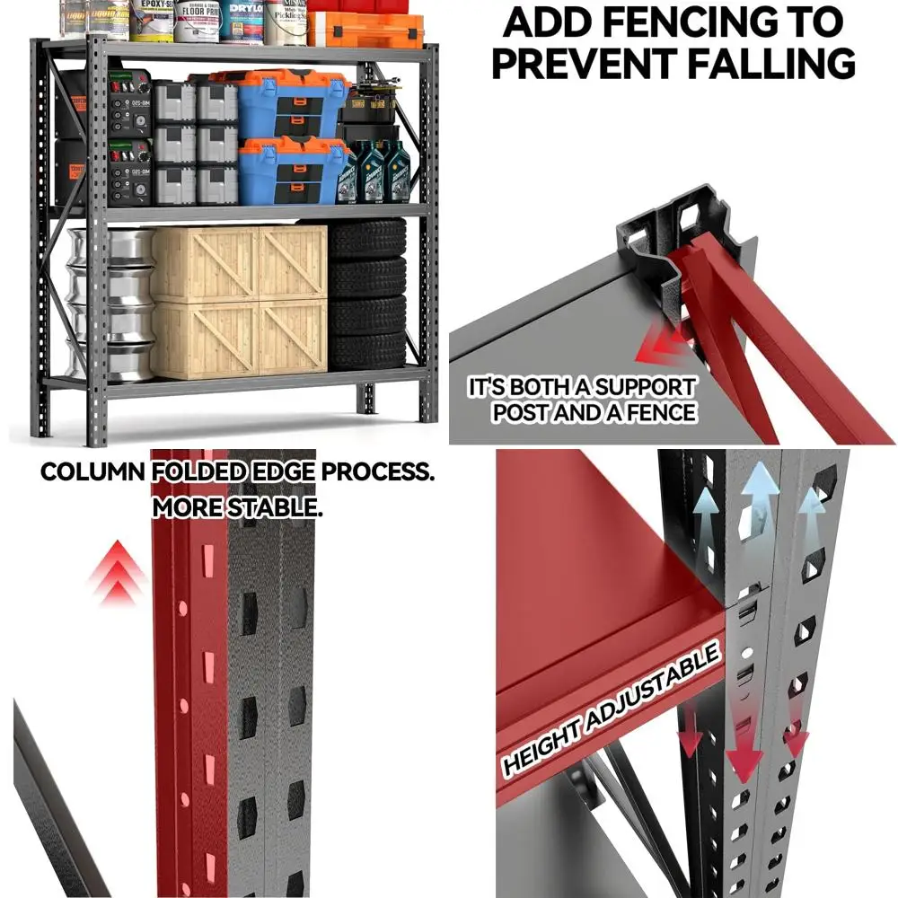 

Heavy Duty Adjustable Metal Garage Shelving Units for Storage, 67W x 4200LBS Capacity, Ideal for Organizing Workshops