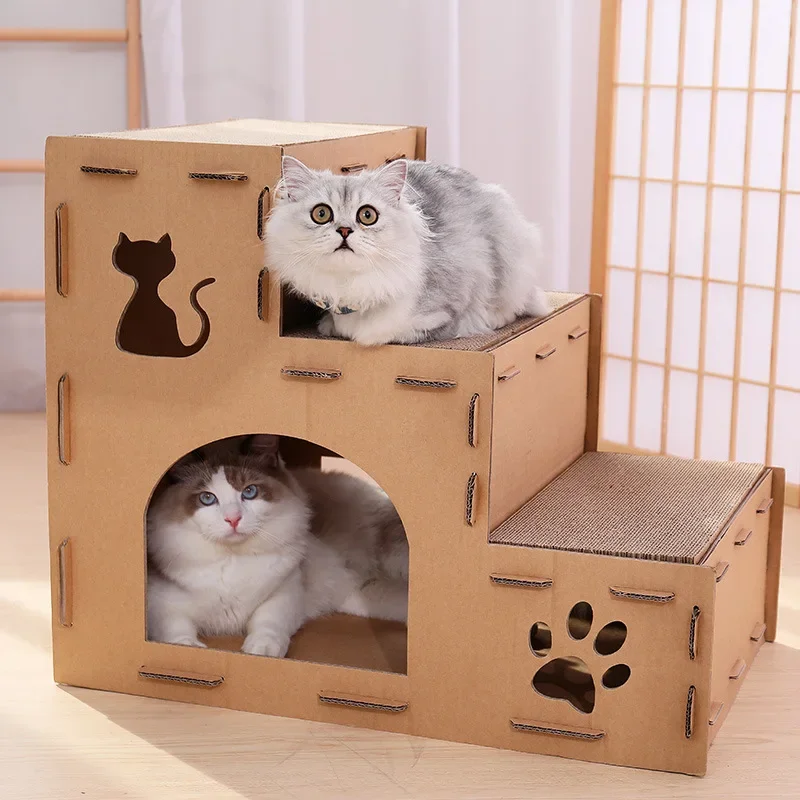 cat-scratch-board-extra-large-cat-litter-one-cat-claw-board-house-villa-corrugated-cardboard-box-simple-pet-supplies