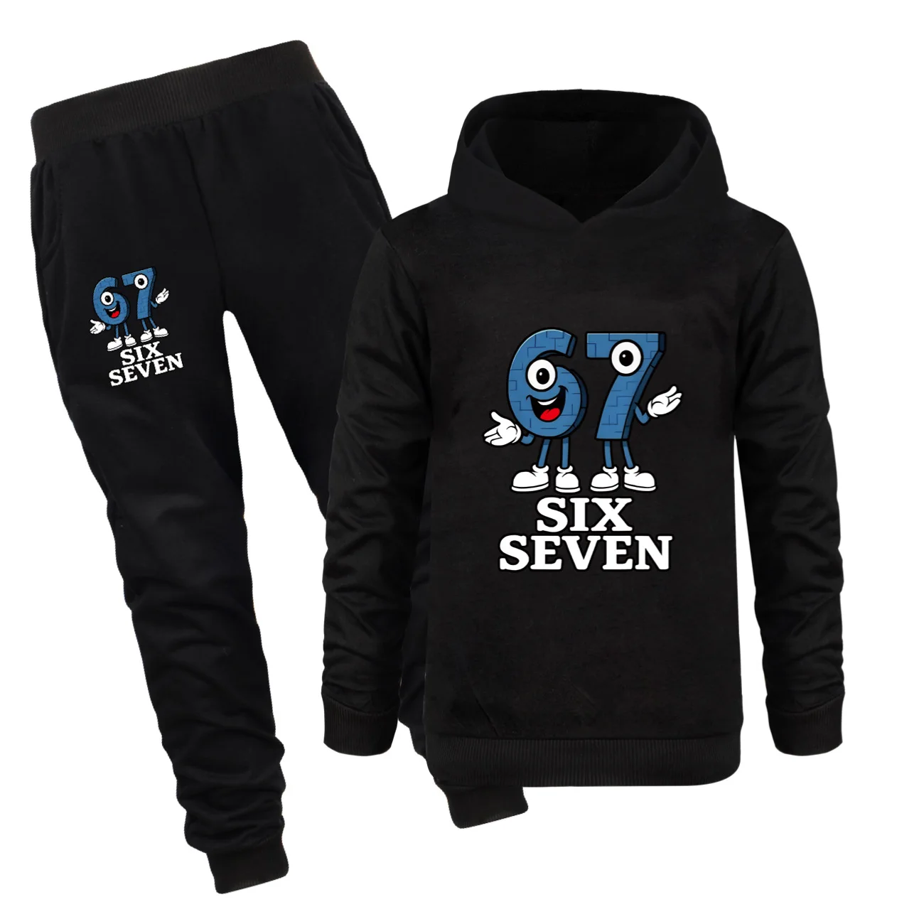Six Seven Steal A Brainrot 67 Kleidungsset für Kinder, Cartoon-Kapuzenpullover, Hosen, 2-teiliges Set, Outfits für Kleinkinder, Mädchen, Sportanzüge für Jungen – Detail 3